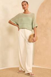 Love & Roses Green Batwing Textured Jumper - Image 4 of 4