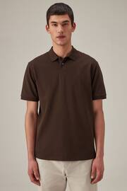 Brown Chocolate Regular Fit Short Sleeve Pique Polo Shirt - Image 1 of 8