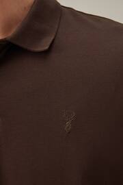 Brown Chocolate Regular Fit Short Sleeve Pique Polo Shirt - Image 5 of 8