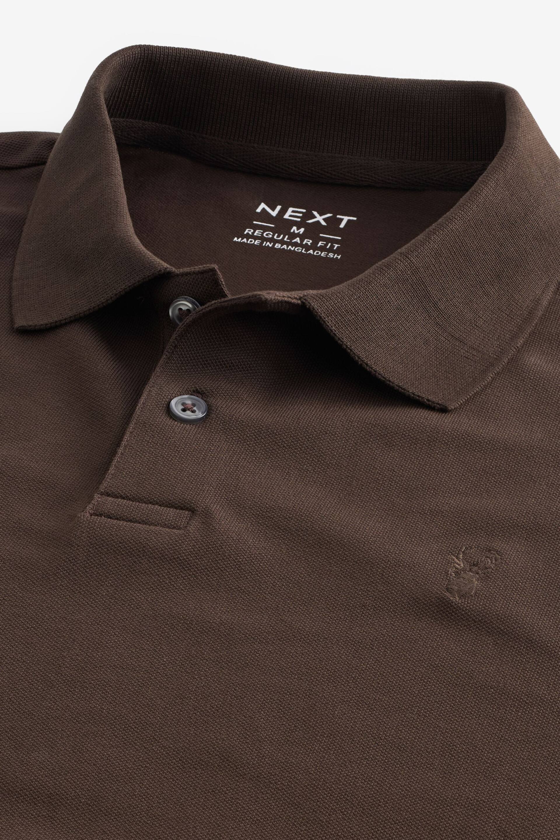 Brown Chocolate Regular Fit Short Sleeve Pique Polo Shirt - Image 7 of 8