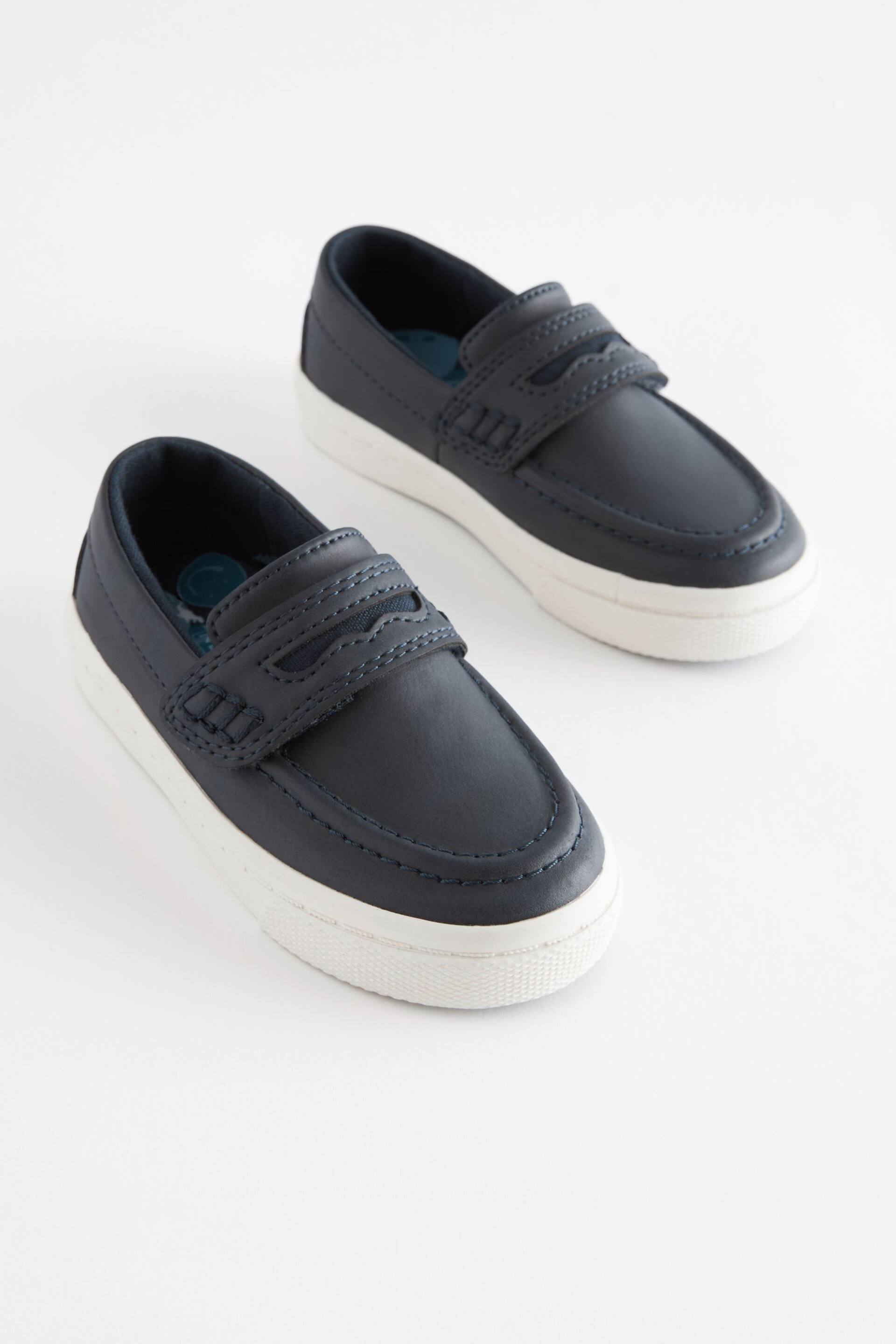 Navy Wide Fit (G) Penny Loafers - Image 3 of 6