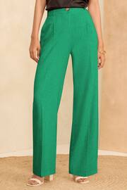 Love & Roses Green Wide Leg Tailored Wide Leg Lightweight Trousers - Image 1 of 4