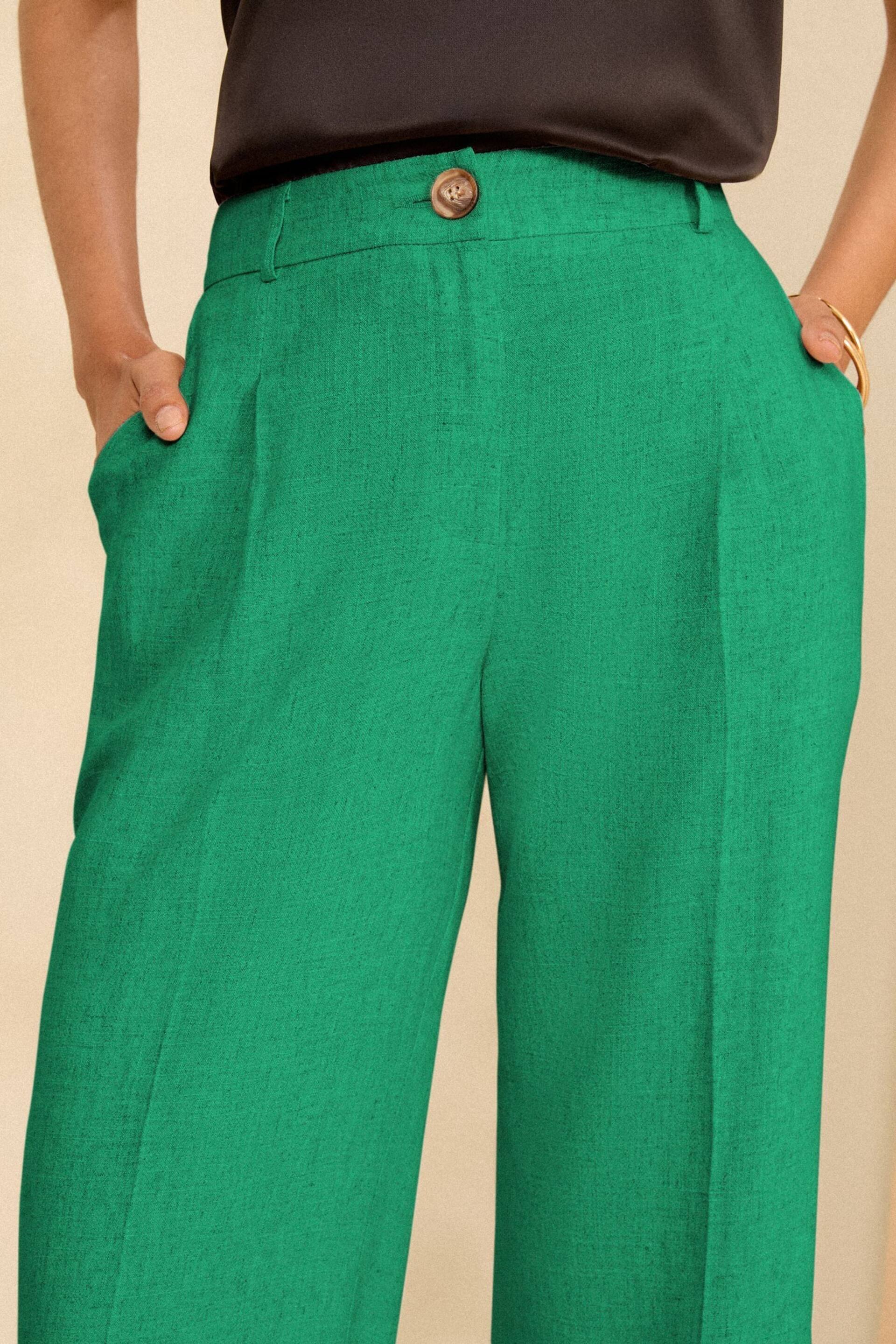 Love & Roses Green Wide Leg Tailored Wide Leg Lightweight Trousers - Image 2 of 4