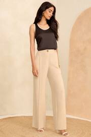 Love & Roses Ivory White Petite Tailored Wide Leg Lightweight Trousers - Image 4 of 4