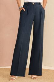 Love & Roses Navy Blue Petite Tailored Wide Leg Lightweight Trousers - Image 1 of 4