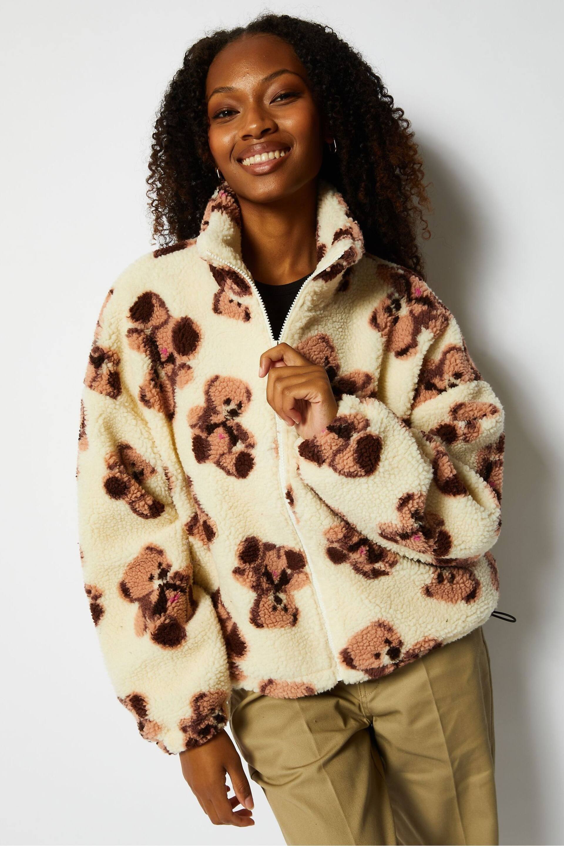 Skinnydip Cream Teddy Bear Borg Fleece Jacket - Image 2 of 5