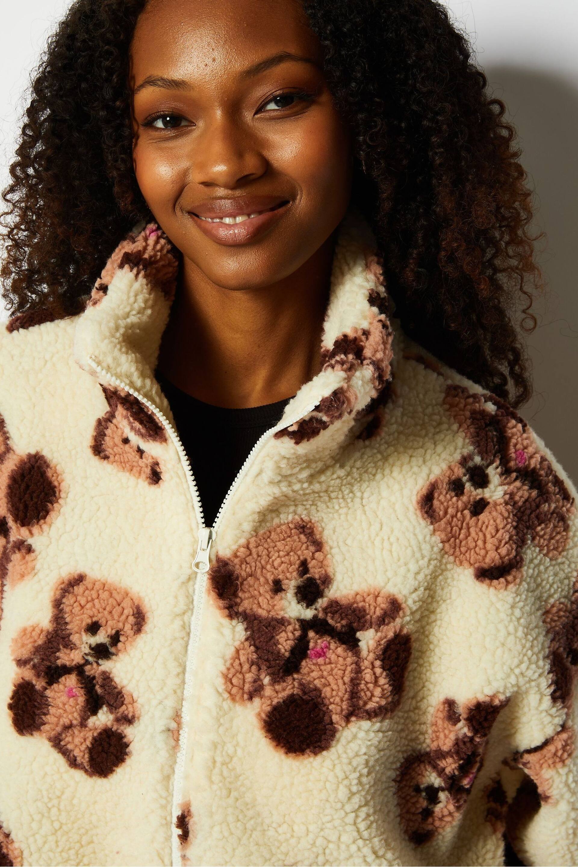 Skinnydip Cream Teddy Bear Borg Fleece Jacket - Image 5 of 5