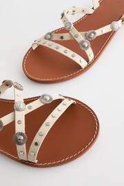 Bone Leather Studded Flat Sandals - Image 5 of 5