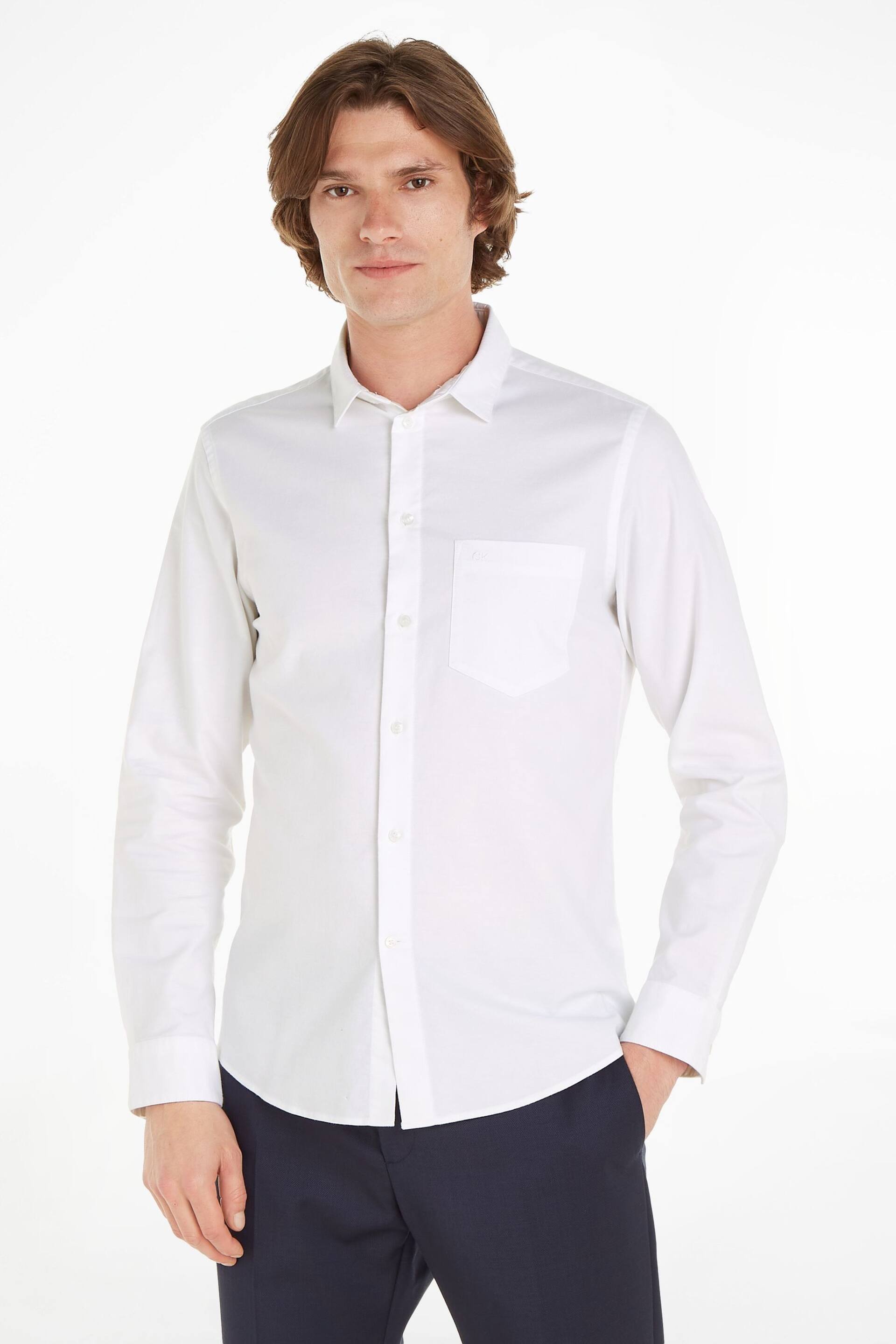 Calvin Klein White Stretch Oxford Shirt - Image 1 of 7