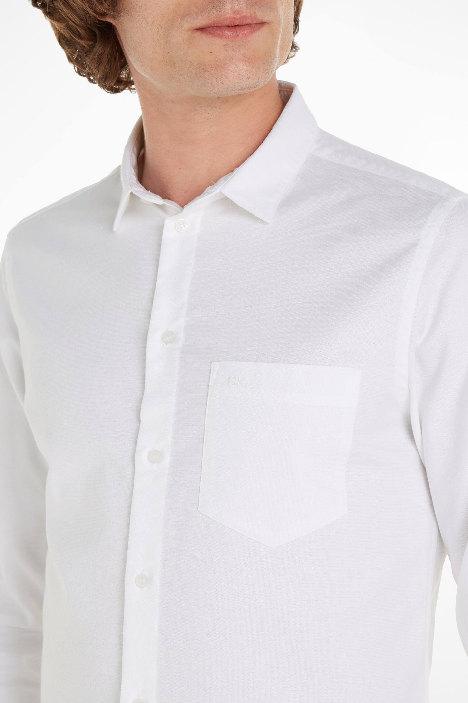 Calvin Klein White Stretch Oxford Shirt - Image 3 of 7