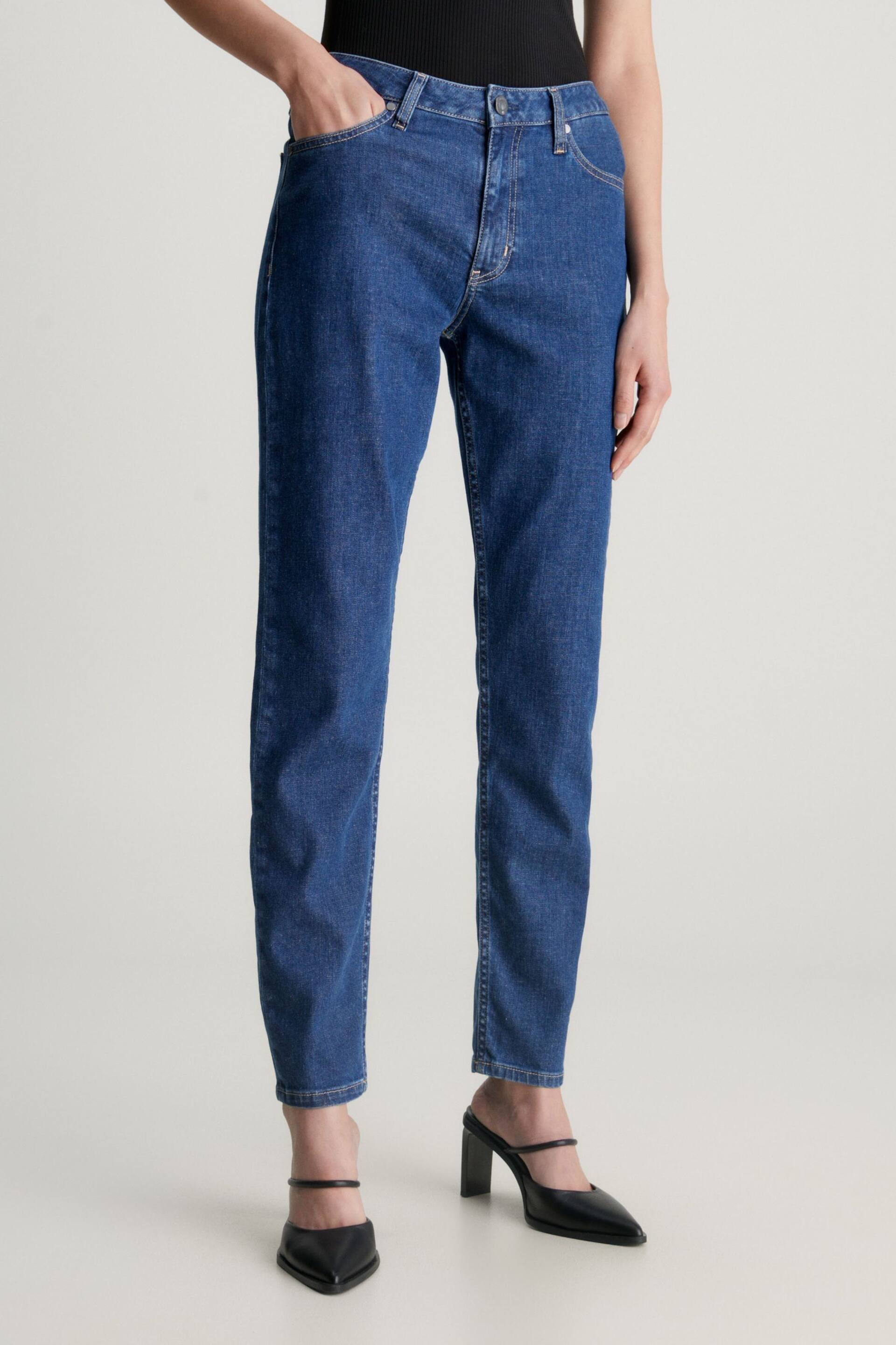 Calvin Klein Blue Slim Mid Rise Jeans - Image 1 of 5