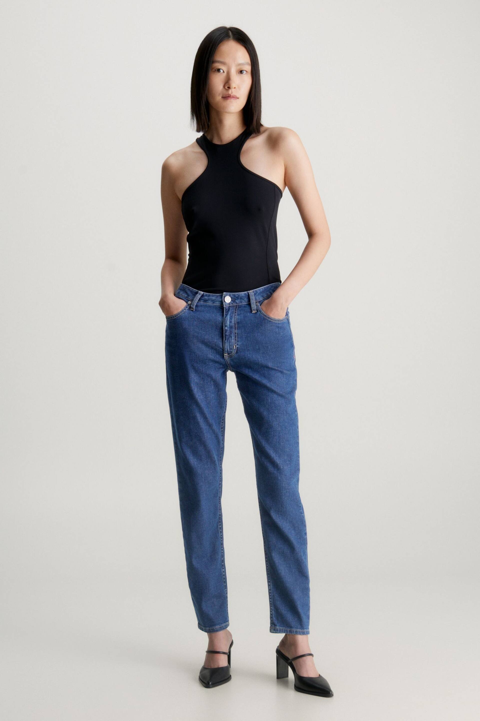 Calvin Klein Blue Slim Mid Rise Jeans - Image 3 of 5