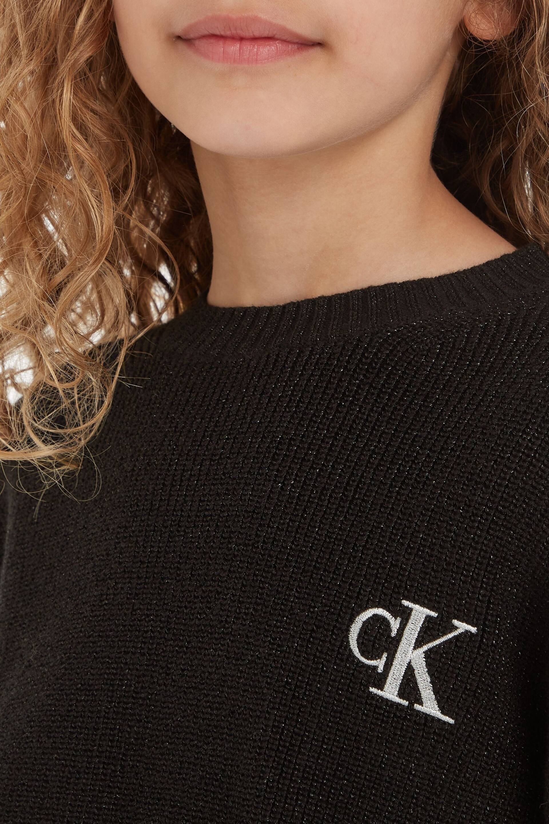 Calvin Klein Jeans Black Festive Metallic Jumper - Image 3 of 6