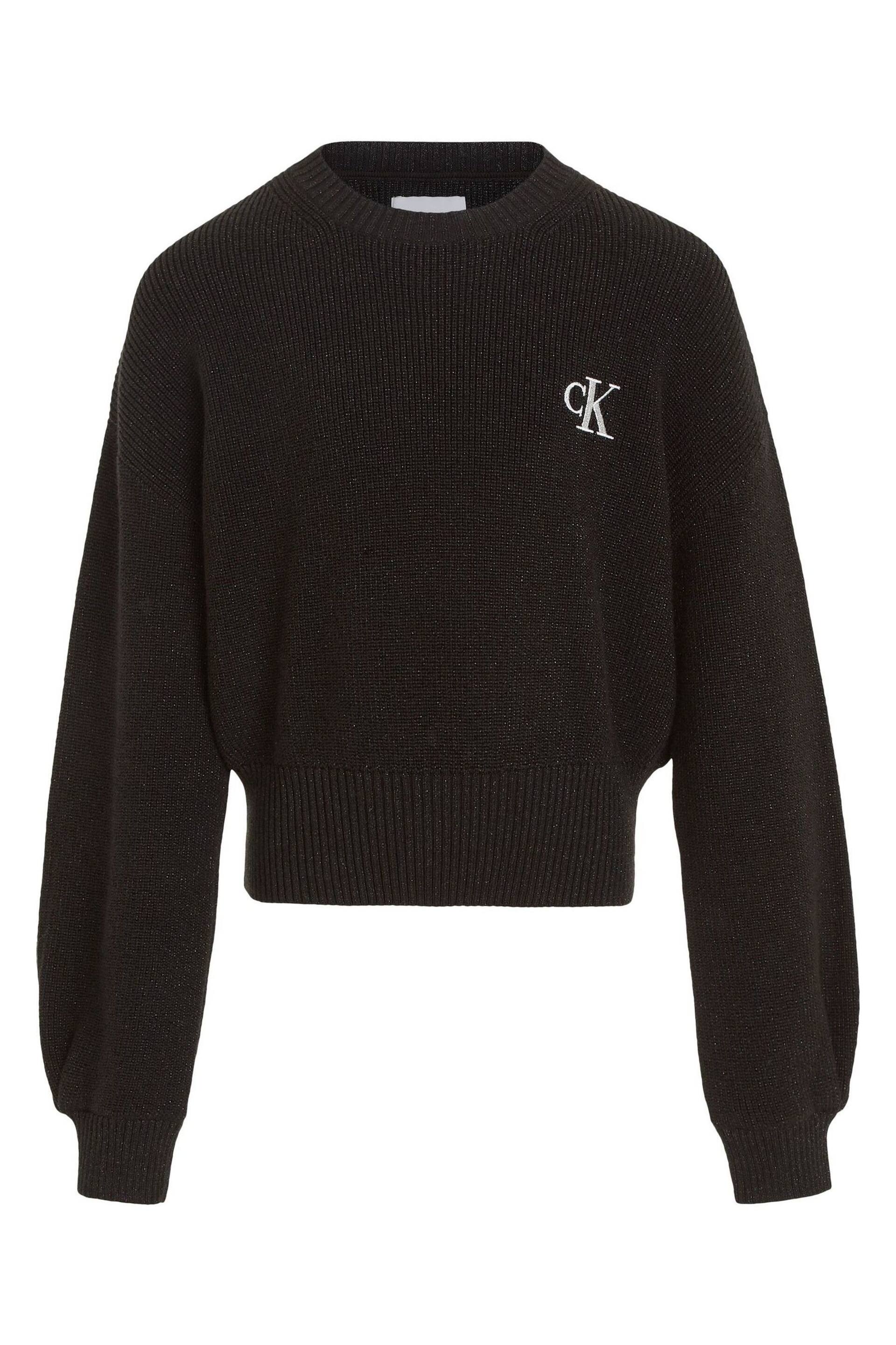 Calvin Klein Jeans Black Festive Metallic Jumper - Image 4 of 6