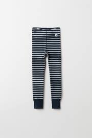 Polarn O. Pyret Blue Organic Cotton Striped Leggings - Image 1 of 3