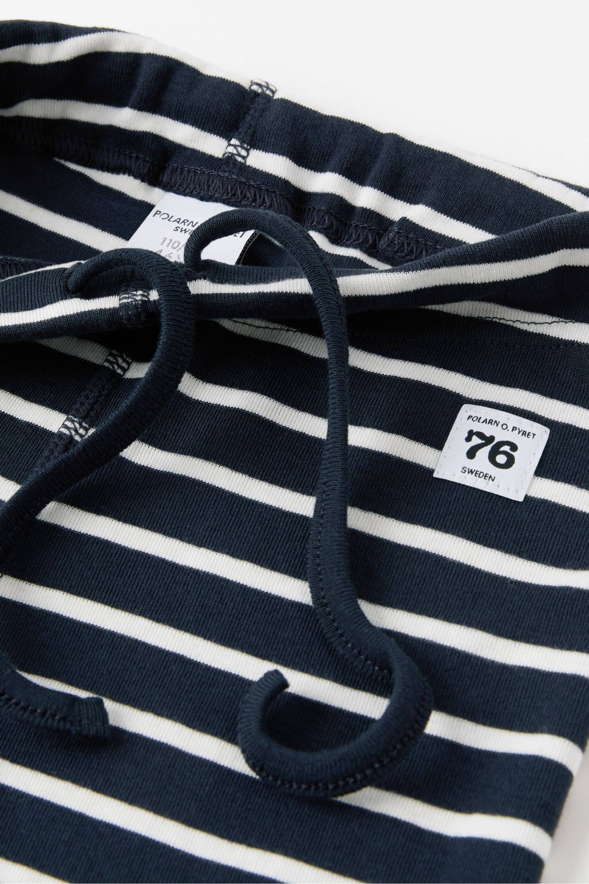 Polarn O. Pyret Blue Organic Cotton Striped Leggings - Image 3 of 3