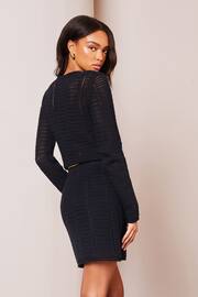 Lipsy Navy Blue Co-ord Button Through Crochet Cardigan - Image 2 of 4