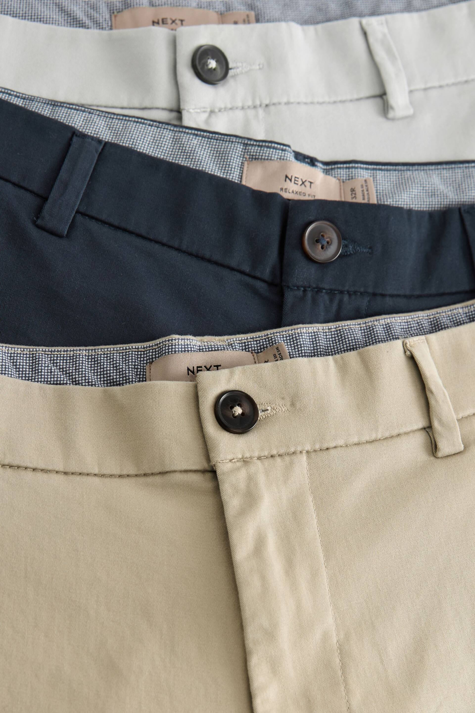 Navy Blue/Grey/Stone Loose Stretch Chinos Shorts 3 Pack - Image 11 of 15