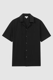 Reiss Black Hunt Textured Cuban Collar Shirt - Image 2 of 5