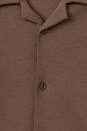 Reiss Tobacco Caspa Senior Cotton Cuban Collar Shirt - Image 6 of 6