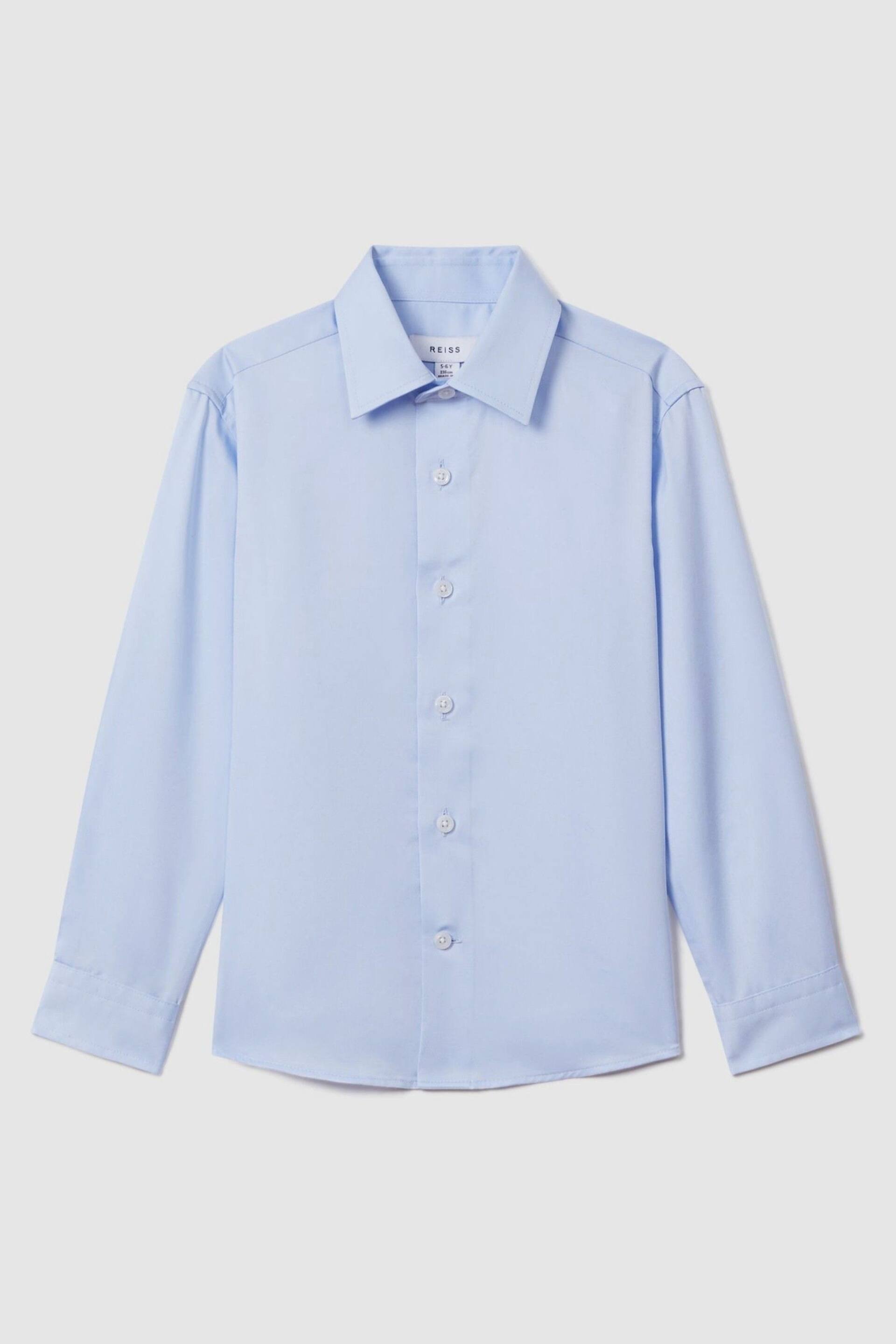 Reiss Soft Blue Remote Junior Slim Fit Cotton Shirt - Image 2 of 4