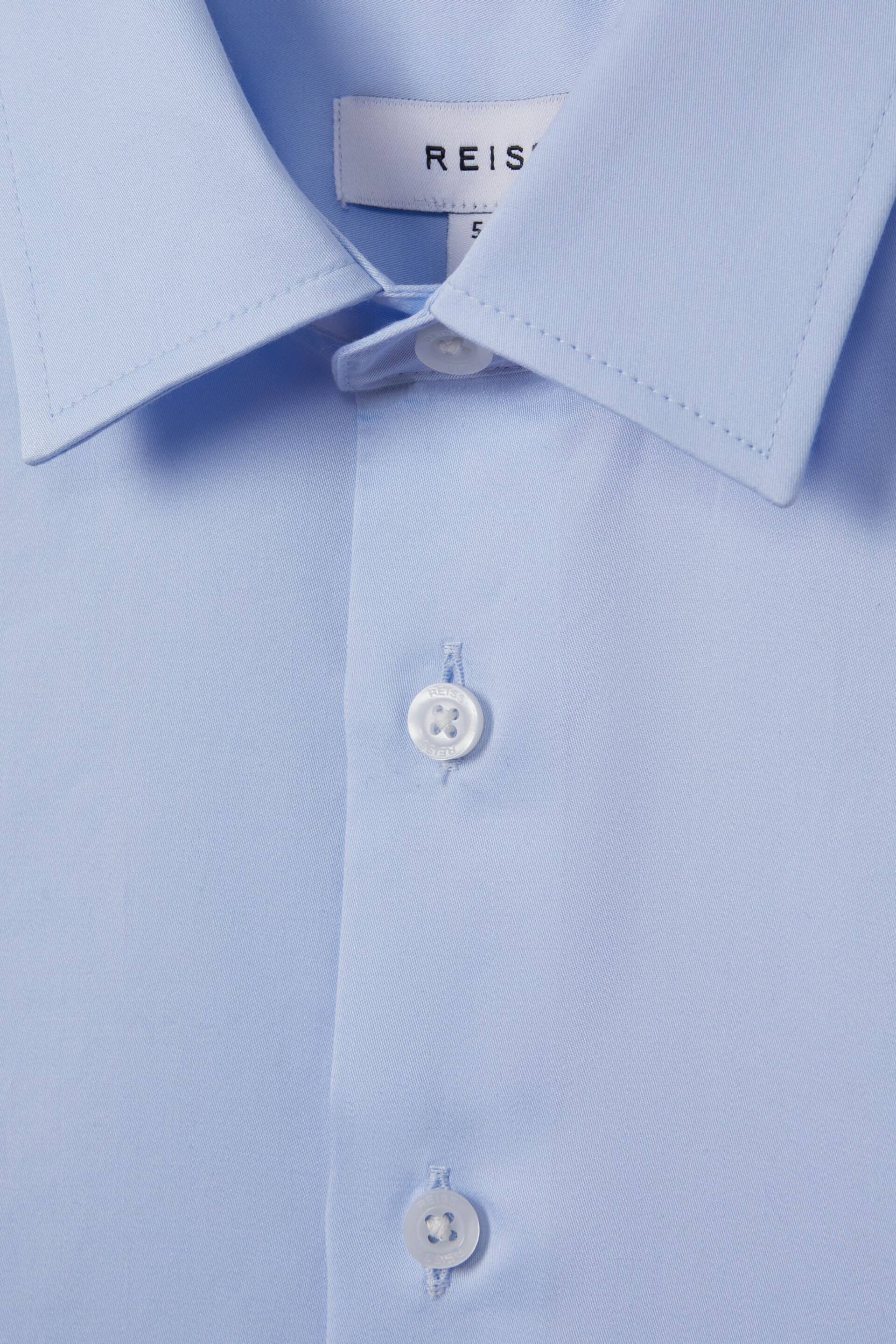 Reiss Soft Blue Remote Junior Slim Fit Cotton Shirt - Image 4 of 4