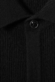 Reiss Black Kiedler Ribbed Wool Cardigan - Image 6 of 6