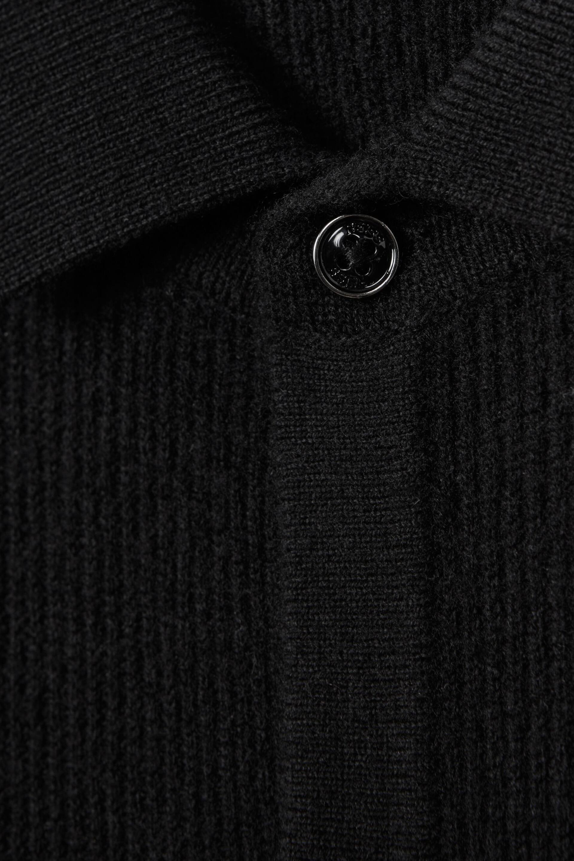 Reiss Black Kiedler Ribbed Wool Cardigan - Image 6 of 6