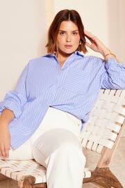 Curves Like These Blue Poplin Button Through Shirt - Image 2 of 3