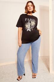 Curves Like These Black Paris Short Sleeve Graphic T-Shirt - Image 3 of 4