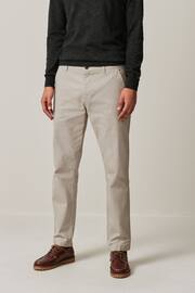 Cream Slim Fit Stretch Printed Soft Touch Chino Trousers - Image 1 of 9