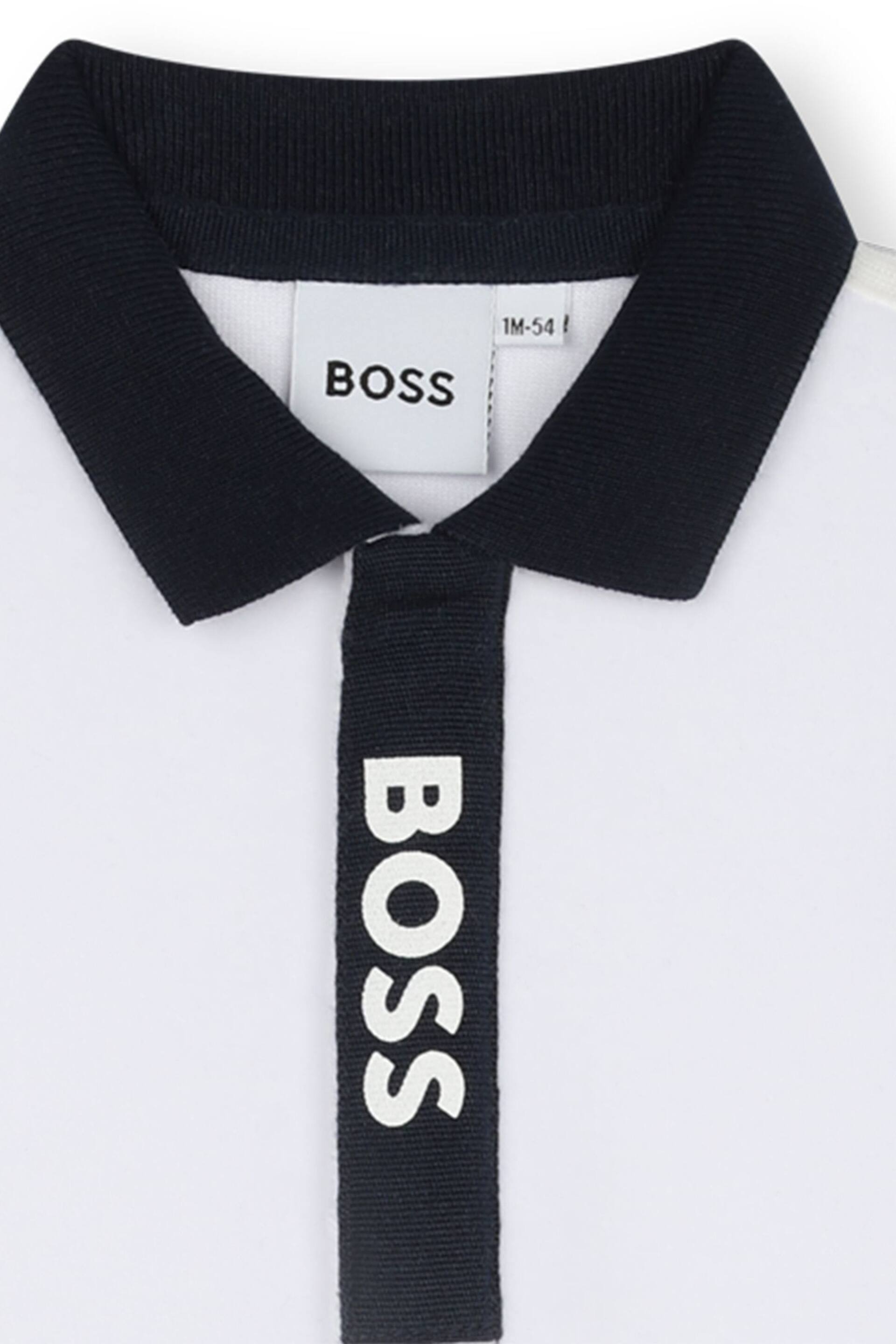 BOSS White Logo Baby Sleepsuit - Image 2 of 2