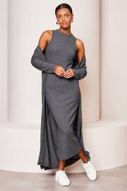 Lipsy Grey Long Sleeve Ribbed Cosy Longline Cardigan - Image 3 of 4