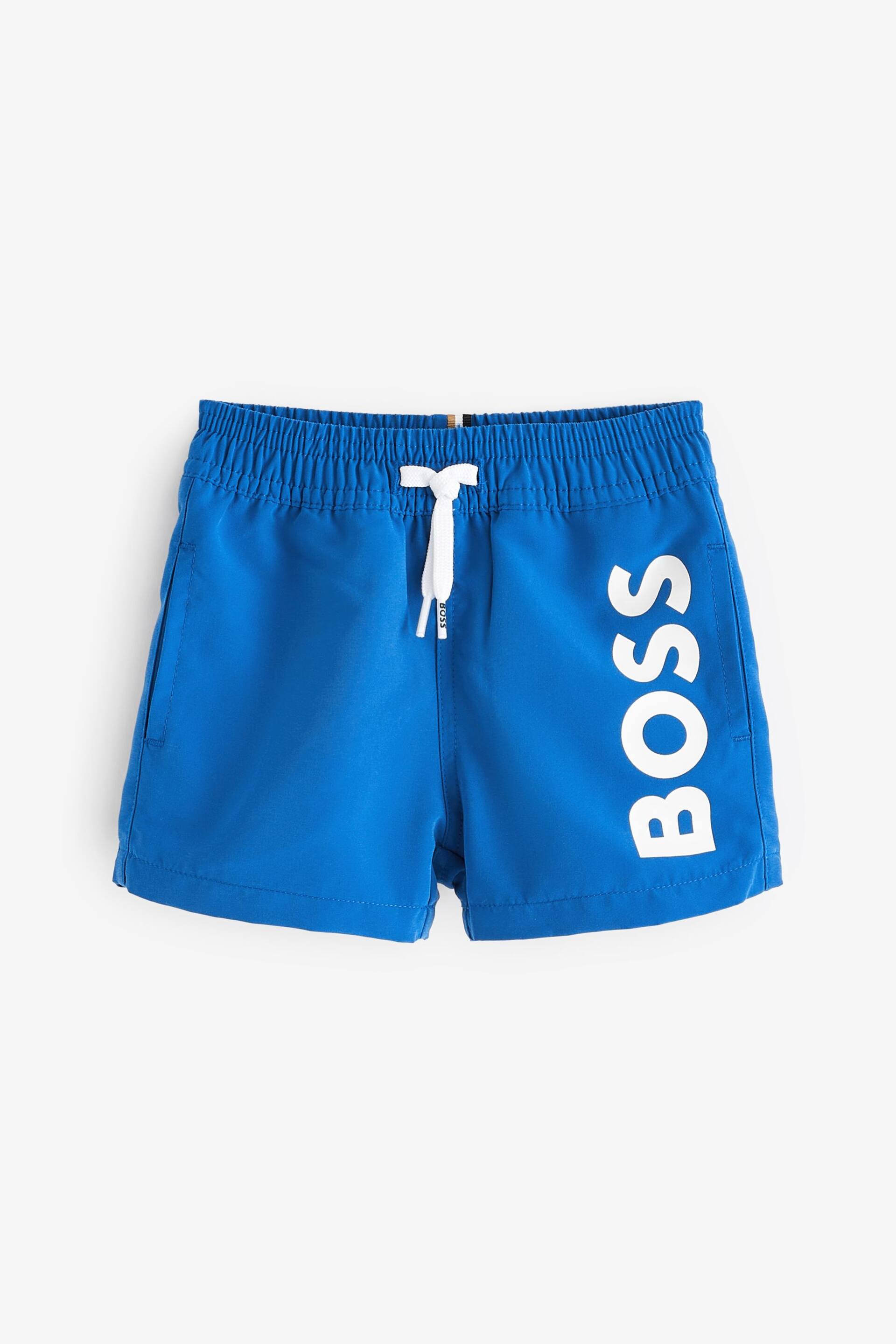 BOSS Sky Blue Logo Swim Shorts - Image 1 of 3
