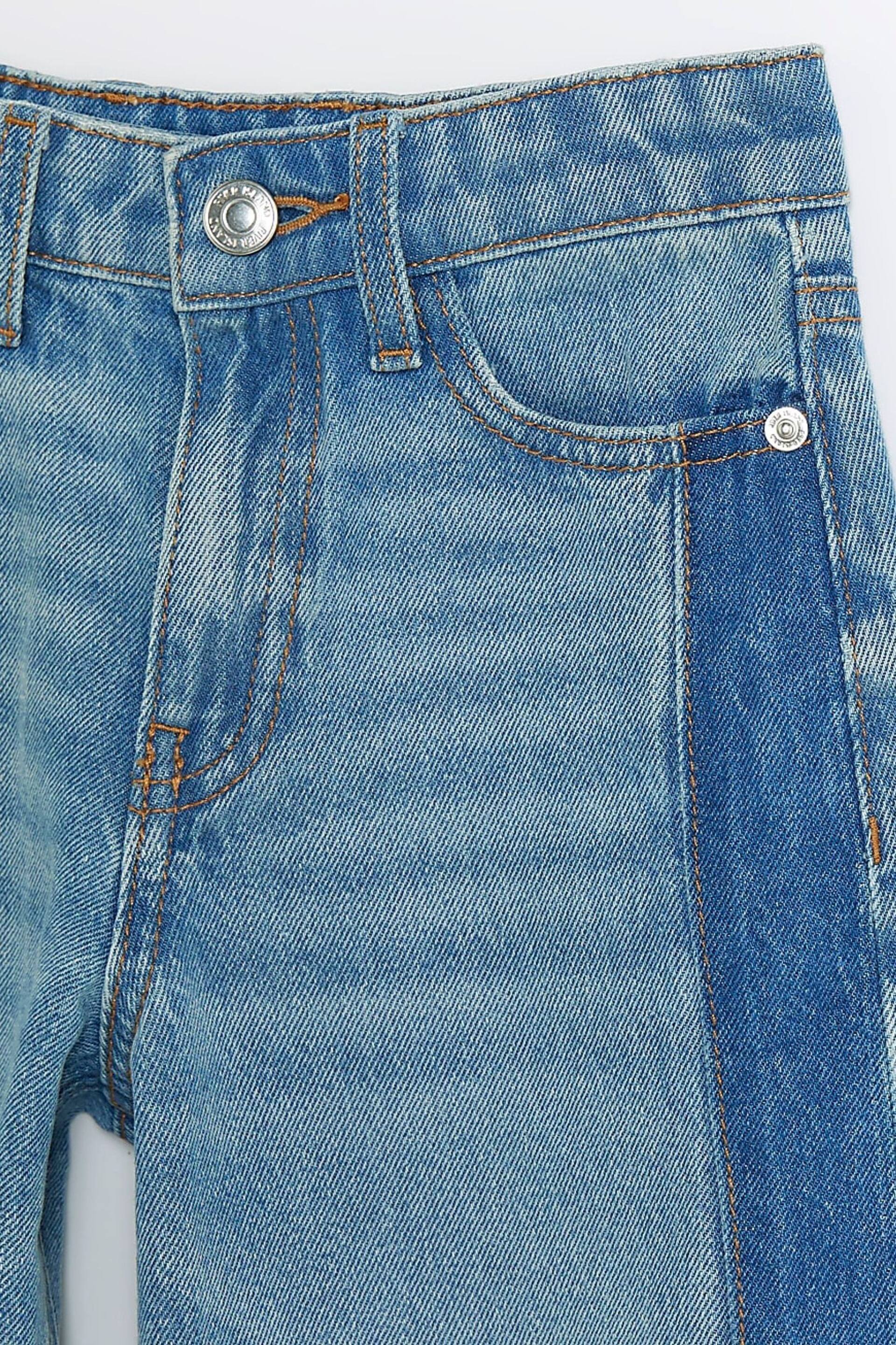 River Island Blue Girls Denim Patchwork Wide Leg Jeans - Image 5 of 6