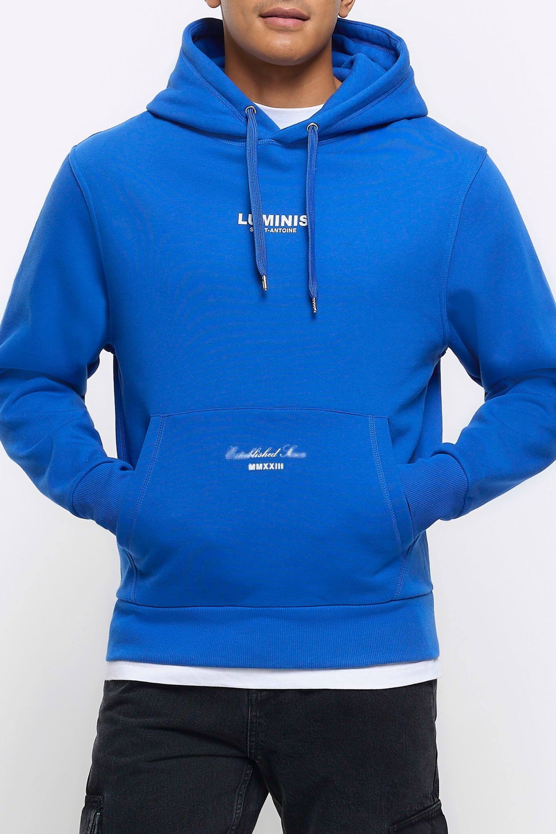 River Island Blue Long Sleeve Luminis Hoodie - Image 1 of 5