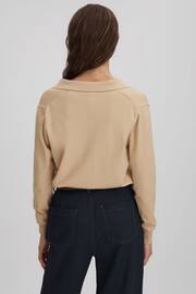 Reiss Stone Nellie Knitted Collared V-Neck Top - Image 4 of 5