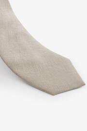 Neutral Brown Linen Tie - Image 2 of 3