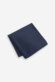 Navy Blue Textured Silk Lapel Pin And Pocket Square Set - Image 2 of 3