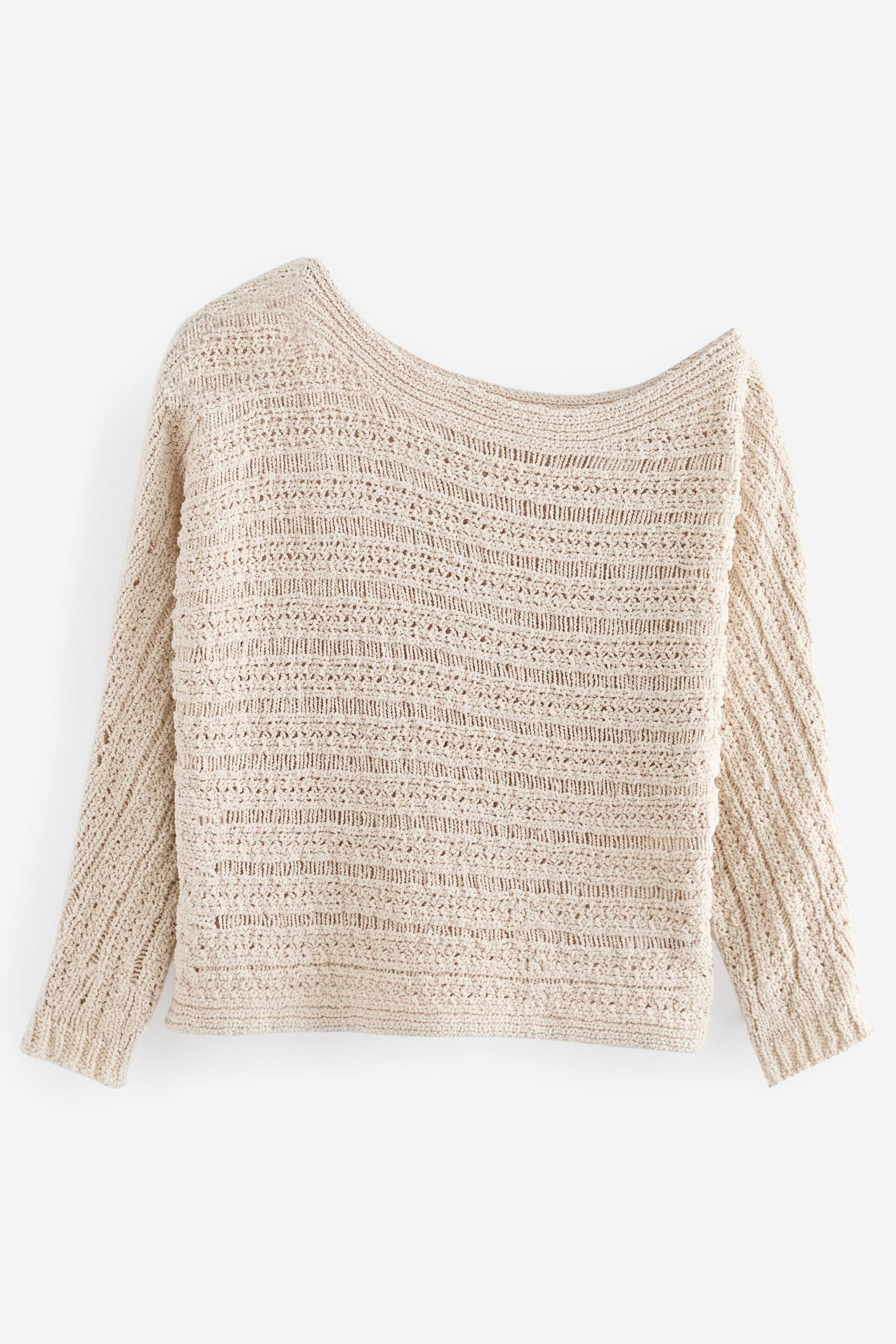 White Knitted Long Sleeve Off The Shoulder Top - Image 5 of 6