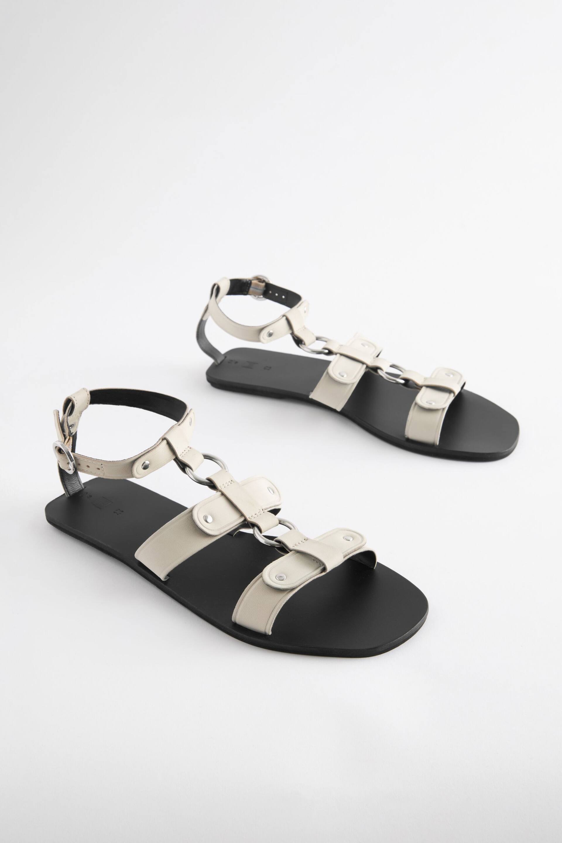 Bone Leather Ring Detail Sandals - Image 1 of 5