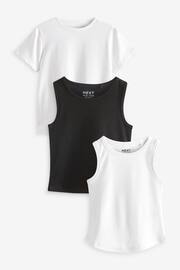 Black/White Mixed T-Shirts/Vests 3 Pack (3-16yrs) - Image 1 of 7