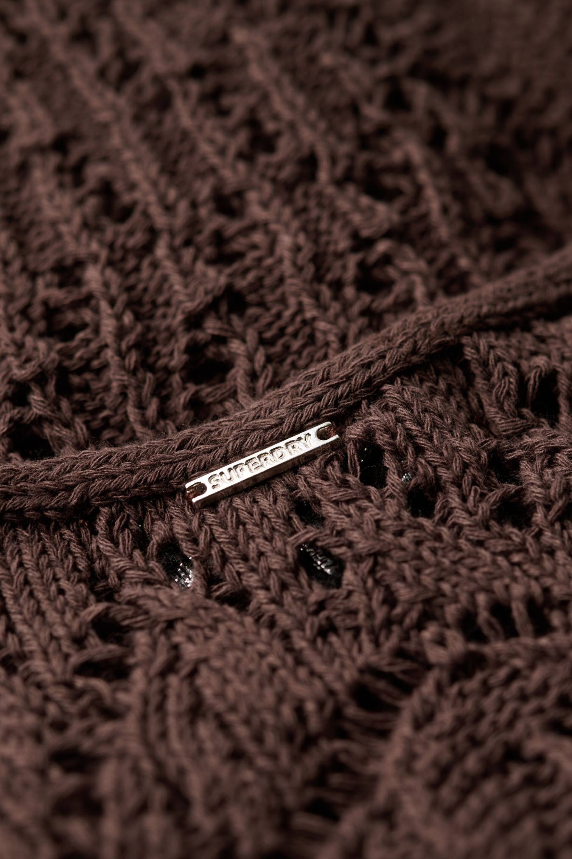 Superdry Brown Crochet Halter Maxi Dress - Image 3 of 4