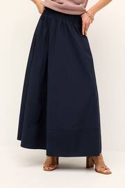Navy Poplin Midi Shirred Waist Skirt - Image 2 of 6