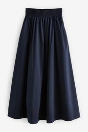 Navy Poplin Midi Shirred Waist Skirt - Image 5 of 6