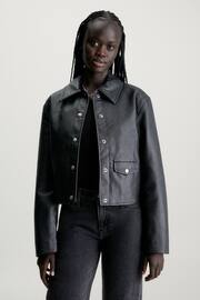 Calvin Klein Black Faux Leather Jacket - Image 1 of 6