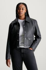Calvin Klein Black Faux Leather Jacket - Image 4 of 6