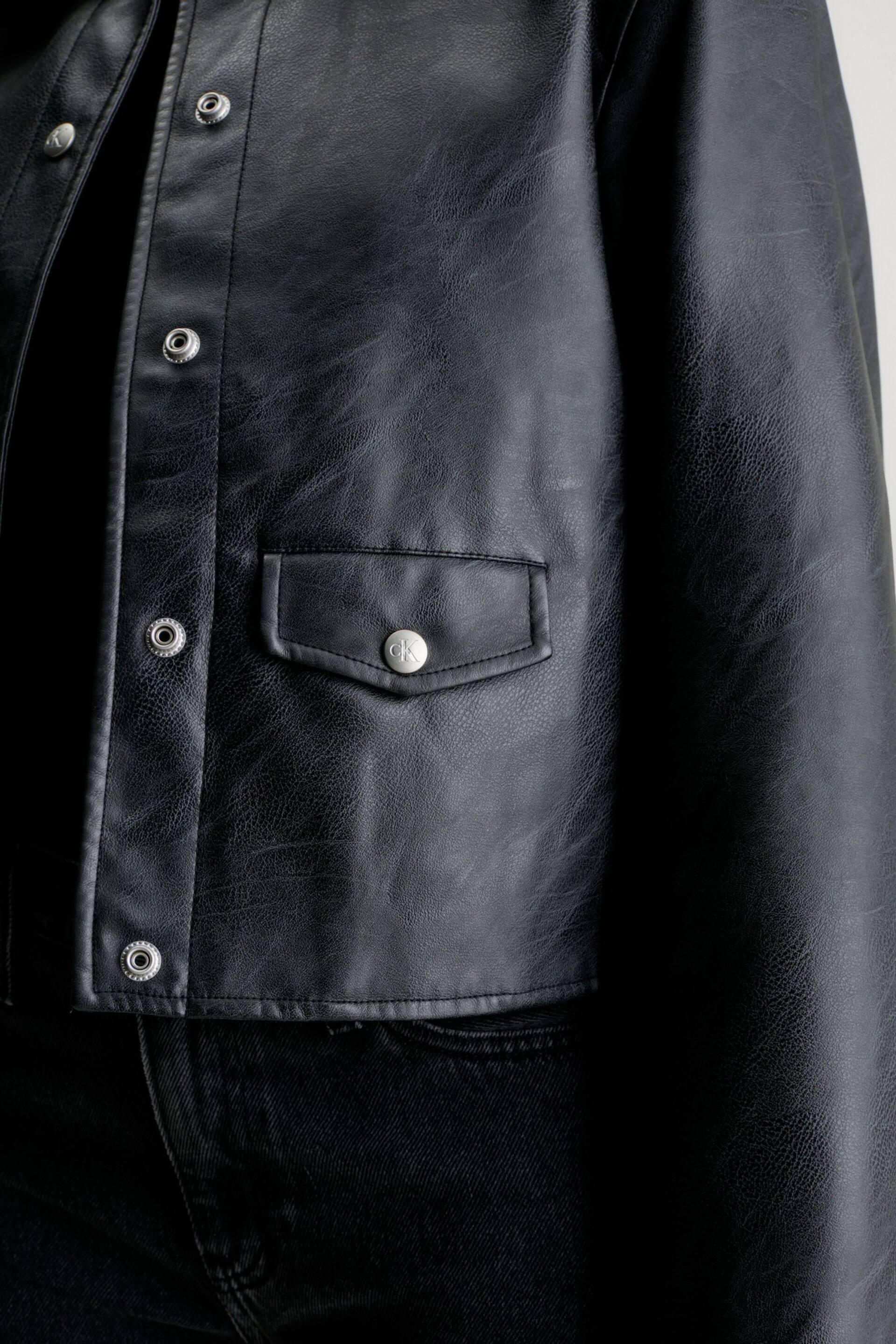 Calvin Klein Black Faux Leather Jacket - Image 5 of 6