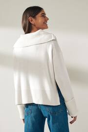 Calvin Klein White Cashmere Blend Zip Jumper - Image 2 of 6