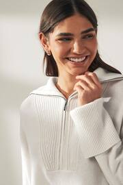 Calvin Klein White Cashmere Blend Zip Jumper - Image 3 of 6